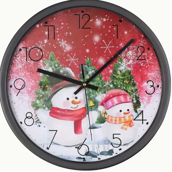 Other - Wall Clocks Battery Operated, Silent Non-Ticking Wall Clock, Christmas Snowmen